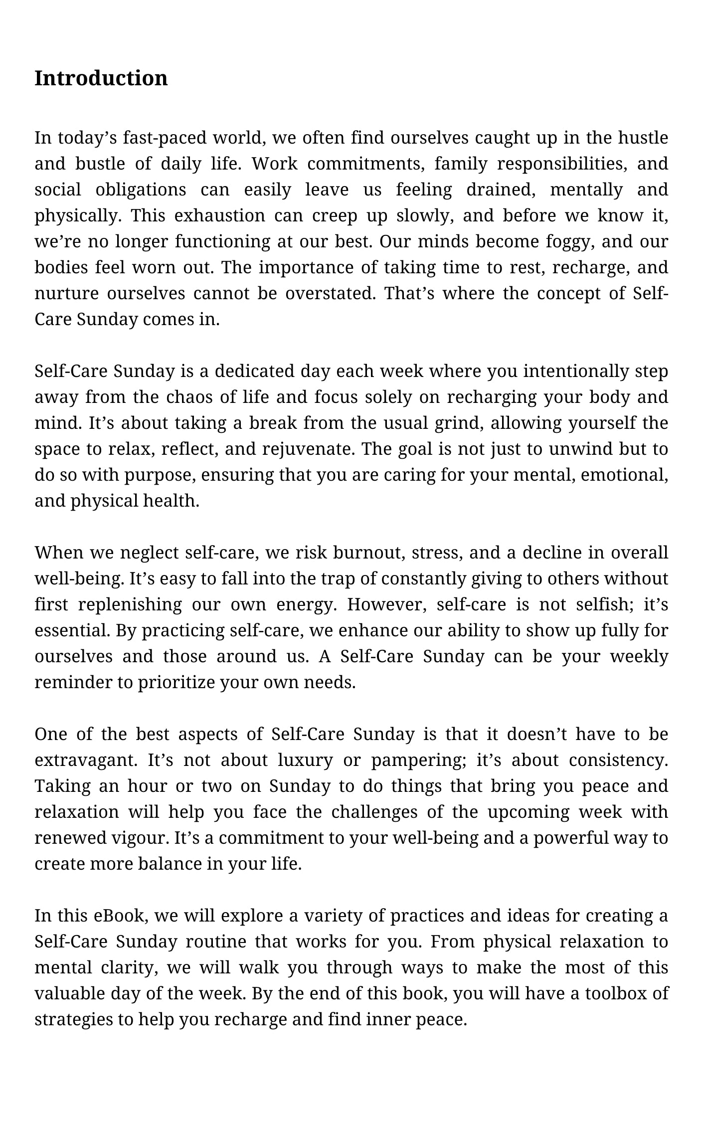 Self - Care Sunday: Recharge Your Body & Mind